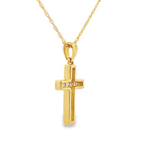 Load image into Gallery viewer, .12ct Diamond Cross Religious Pendant 14KT Yellow Gold
