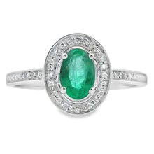 将图片加载到图库查看器，.49ct Emerald Diamond Ring 10KT White Gold
