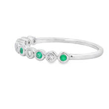 将图片加载到图库查看器，Emerald Diamond stackable band set 14KT White Gold
