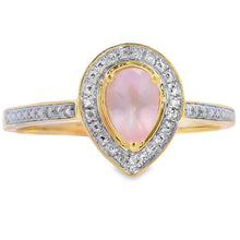 Load image into Gallery viewer, .44ct Rose Quartz Diamond Ring 10KT Yellow Gold
