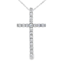 Load image into Gallery viewer, .33ct Diamond Cross Religious Pendant 14KT White Gold
