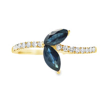 将图片加载到图库查看器，.36ct Sapphire Diamond Ring 14KT Yellow Gold
