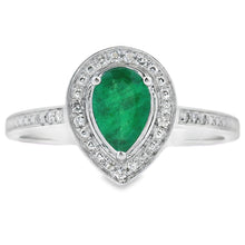 Load image into Gallery viewer, .42ct Emerald Diamond Ring 10KT White Gold

