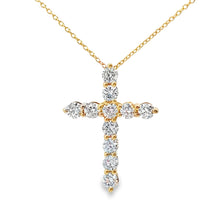 Load image into Gallery viewer, .56ct Diamond Cross Religious Pendant 14KT Yellow Gold
