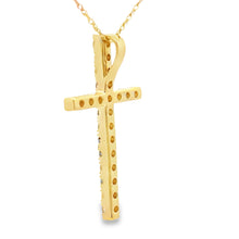Load image into Gallery viewer, .50ct Diamond Cross Religious Pendant 14KT Yellow Gold
