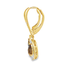 将图片加载到图库查看器，.87ct Quartz Diamond Dangle Earrings 10KT Yellow Gold
