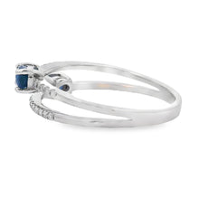 Load image into Gallery viewer, Natural .61ct Sapphire Diamond Ring 14KT White Gold
