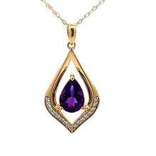 Load image into Gallery viewer, Amethyst Diamond Fashion Pendants 10KT Yellow Gold
