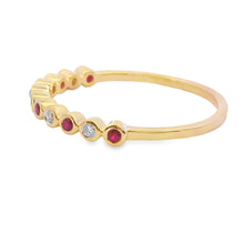 将图片加载到图库查看器，.13ct Ruby Diamond stackable band set 14KT Yellow Gold
