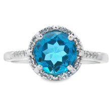 Load image into Gallery viewer, 1.35ct London Blue Topaz Diamond Ring 10KT White Gold
