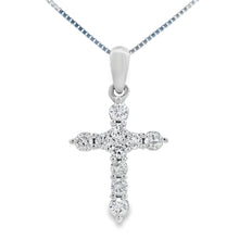 Load image into Gallery viewer, .23ct Diamond Cross Religious Pendant 14KT White Gold
