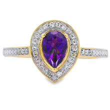 将图片加载到图库查看器，.42ct Amethyst Diamond Ring 10KT Yellow Gold
