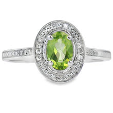 将图片加载到图库查看器，.54ct Peridot Diamond Ring 10KT White Gold
