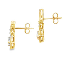 Load image into Gallery viewer, Rose Quartz Diamond Dangle Earrings 10KT Yellow Gold
