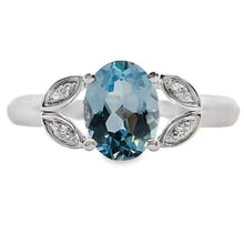 将图片加载到图库查看器，Blue Topaz Diamond Fashion band rings 10KT White Gold

