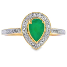 将图片加载到图库查看器，.55ct Chalcedony Diamond Ring 10KT Yellow Gold
