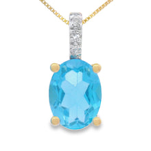 Load image into Gallery viewer, Blue Topaz Diamond Fashion Pendants 10KT Yellow Gold
