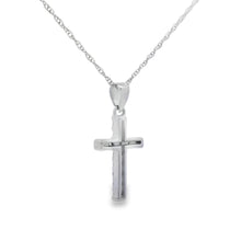 Load image into Gallery viewer, .11ct Diamond Cross Religious Pendant 14KT White Gold
