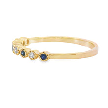 Load image into Gallery viewer, Sapphire Diamond stackable band set 14KT Yellow Gold
