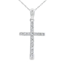 Load image into Gallery viewer, .30ct Diamond Cross Religious Pendant 14KT White Gold
