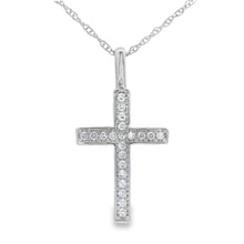 Load image into Gallery viewer, .07ct Diamond Cross Religious Pendant 10KT White Gold
