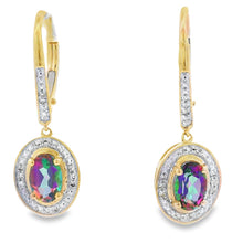 Load image into Gallery viewer, Mystic Fire Topaz Dangle Earrings 10KT Yellow Gold
