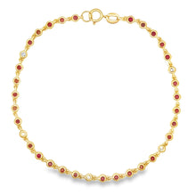 将图片加载到图库查看器，.95ct Ruby Diamond Bracelet 14KT Yellow Gold
