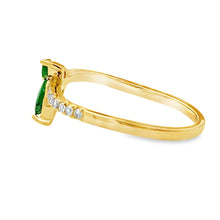 将图片加载到图库查看器，.29ct Emerald Diamond Ring 14KT Yellow Gold
