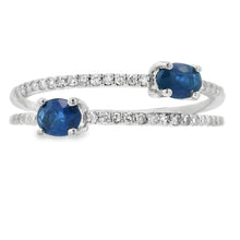 Load image into Gallery viewer, Natural .61ct Sapphire Diamond Ring 14KT White Gold
