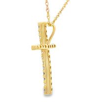 Load image into Gallery viewer, .13ct Diamond Cross Religious Pendant 14KT Yellow Gold
