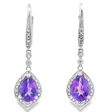 将图片加载到图库查看器，2.13ct Amethyst Diamond Dangle Earrings 10KT White Gold
