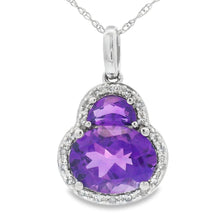 Load image into Gallery viewer, Amethyst Diamond Fashion Pendants 14KT White Gold
