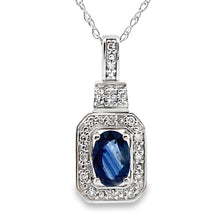 Load image into Gallery viewer, .66ct Sapphire Diamond Fashion Pendants 10KT White Gold

