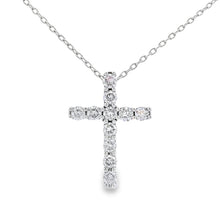 Load image into Gallery viewer, .35ct Diamond Cross Religious Pendant 14KT White Gold
