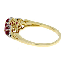 Load image into Gallery viewer, 1.04ct Ruby Diamond 3 Stone Ring 14KT Yellow Gold
