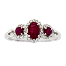 将图片加载到图库查看器，1.04ct Ruby Diamond 3 Stone Ring 14KT White Gold
