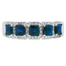 Load image into Gallery viewer, Sapphire Diamond Wedding Band Ring 10KT White Gold
