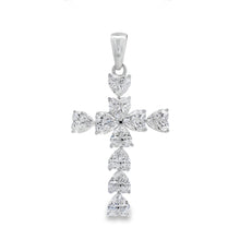 将图片加载到图库查看器，Moissanite Cross Religious Pendant Sterling Silver
