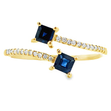将图片加载到图库查看器，.61ct Sapphire Diamond Ring 14KT Yellow Gold
