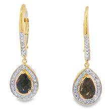 将图片加载到图库查看器，.87ct Quartz Diamond Dangle Earrings 10KT Yellow Gold
