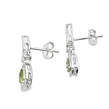 Load image into Gallery viewer, .52ct Peridot Diamond Dangle Earrings 10KT White Gold

