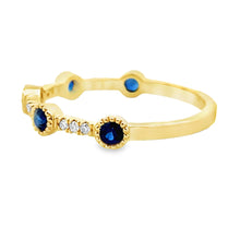 Load image into Gallery viewer, Sapphire Diamond stackable band set 14KT Yellow Gold
