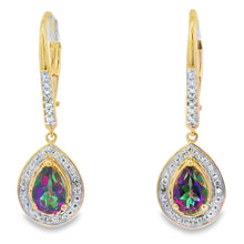 Load image into Gallery viewer, Mystic Fire Topaz Dangle Earrings 10KT Yellow Gold

