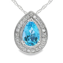 Load image into Gallery viewer, Blue Topaz Diamond Fashion Pendants 10KT White Gold

