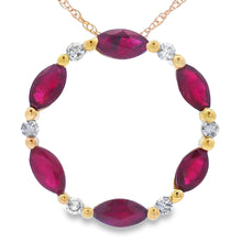 Load image into Gallery viewer, Ruby Diamond Circle of Love Pendant 10KT Yellow Gold
