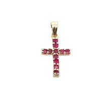将图片加载到图库查看器，.21ct Ruby Cross Religious Pendant 10KT Yellow Gold
