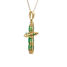 Load image into Gallery viewer, .65ct Emerald Cross Religious Pendant 10KT Yellow Gold
