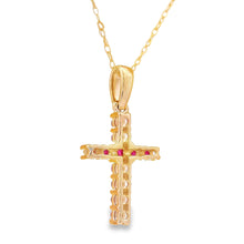 将图片加载到图库查看器，.29ct Ruby Cross Religious Pendant 14KT Yellow Gold
