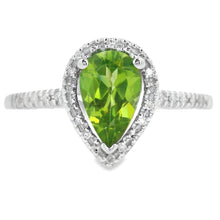 将图片加载到图库查看器，1.10ct Peridot Diamond Ring 14KT White Gold

