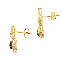 将图片加载到图库查看器，.55ct Onyx Diamond Dangle Earrings 10KT Yellow Gold
